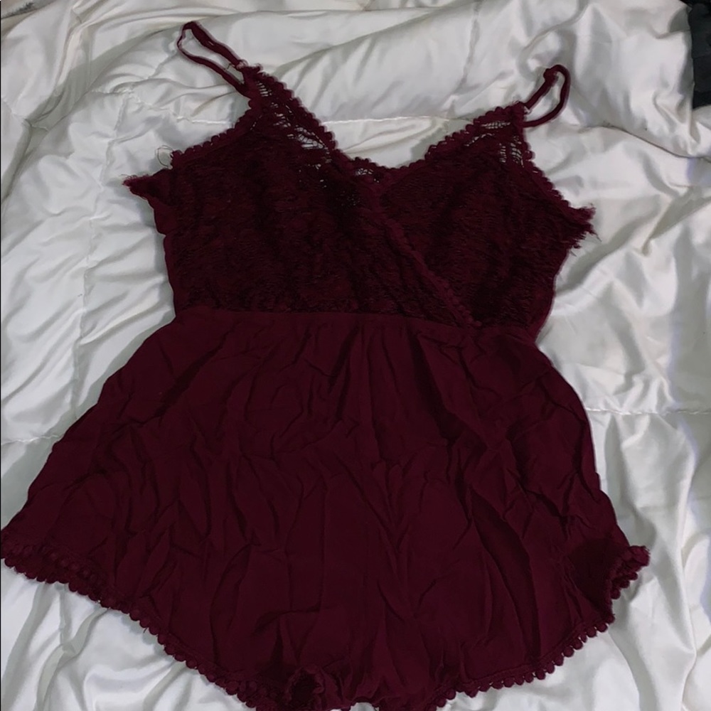 burgundy romper